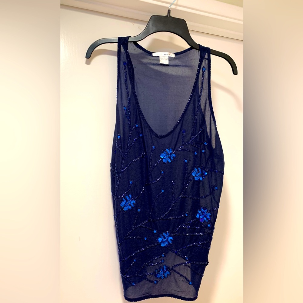 WD. NY Women Sequin tank blue top